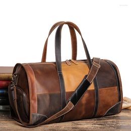 Duffel Bags Men /Women Large Luggage Travel Bag Luxury Unisex Leisure Weekend Suitcase Crazy Horse Leather Duffle Weekender