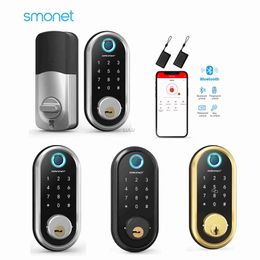 Door Locks Smonet Smart Door Lock Fingerprint With App Bluetooth IC Card Key Password Unlocking Keyless Digital Prime Locks Day HKD230902