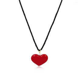 Pendant Necklaces Y2k Love Heart Necklace For Women Fashion Grunge Hip Hop Red Hearts Pendants Girl Rave Gift Jewelry