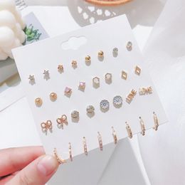 Stud Earrings Fashion Ear Rings For Women Bow Hoop Set Heart Pearl Studs 2023 Jewellery