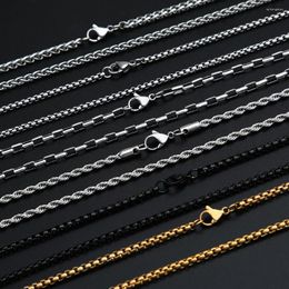 Anhänger Halsketten Gold Farbe/Schwarz/Stahl Farbe Rolo Link Kette Halskette Edelstahl Unisex Einfache Mode Schmuck Geschenk Großhandel