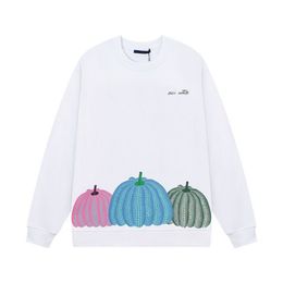 2023 Autumn/Winter New Pullover Letter Pattern Printed Long Sleeve Sweater Pure Cotton Rib Round Neck Unisex Q222