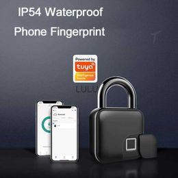 Door Locks Tuya Smart Fingerprint Padlock Bluetooth App Control Padlock Cabinet Lock Dormitory Anti-Theft Bag Luggage Lock USB Rechargeable HKD230902