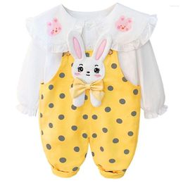 Clothing Sets Baby Girls Lace Shirt Cartoon Overalls 2 Pcs Suits 2023 Spring Kids Children Costume Infant Clothes Outfits