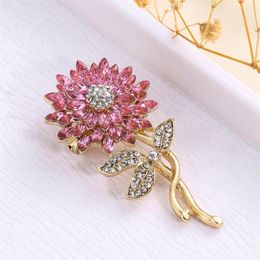 Brooches Korean Full Rhinestone Sunflower For Women Luxury Design Trendy Charm Shiny Brooch Pins Jewellery Party Wedding Gifts