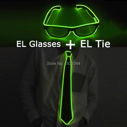 Other Event Party Supplies Design EL Product Set Glowing Glasses Luminous Tie Fashion Cool LED Light up Night Club Costume Props 230901