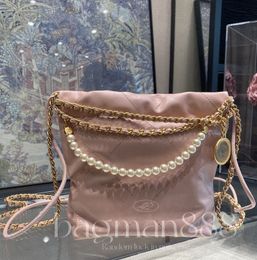 Luxury Designer Garbage Bag shopping tote handbag drawstring pearl chain caviar Cowhide Leather Hasp Belts handbags women clutch cross body shoulder bags purse
