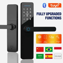 Door Locks PHIPULO Smart Fingerprint Door Lock Bluetooth Biometric Electronic Door Lock for Tuya Remote Keyless Unlocking HKD230902