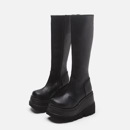 Stivali da donna scarpe piattaforma stivaletti pioggia combattimento milia