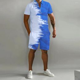Men's Tracksuits Color Suit Summer Casual Short-Sleeved Polo Shirt Shorts & For Men Street Wear Simple Clothing 2-Piece Set