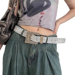 Belts Ladies Carved Floral Buckle Waist Belt Wide For Dress Jeans Adjustable