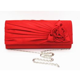 Evening Bags YYW Silk Women Party Clutch Beautiful Flower Shoulder Badg With Chain Luxury Handbags Purse Crossbody Female 230901