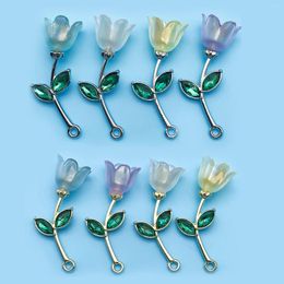 Charms 4/5Pcs Tulip Flower Metal Alloy Exquisite Shape Pendants For Jewellery Making Findings Crafting Accessory
