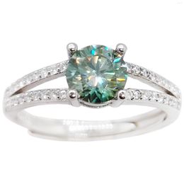 Cluster Rings Green Moissanite Ring For Engagement 1ct VVS Grade Daily Wear 18K Gold Plating Jewellery