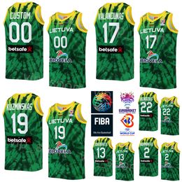 Print Lithuania Basketball World Cup 20 DONATAS MOTIEJUNAS Jerseys 22 Eimantas Bendzius 31 VAIDAS KARINIAUSKAS 12 Donatas Motiejunas 19 Mindaugas Kuzminskas