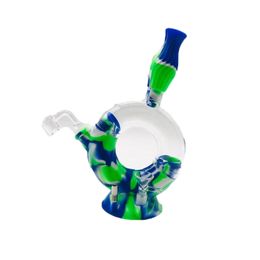 Cross-border new half-round pot, silicone glass bong, easy to clean