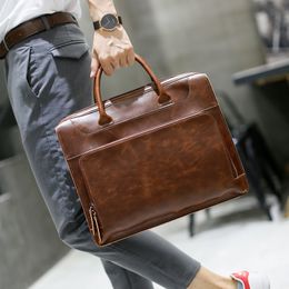 Briefcases Brand Men's Briefcase Handbag Crazy Horse Pu Leather Messenger Travel Bag Business Men Tote Bags Man Casual Crossbody 230901