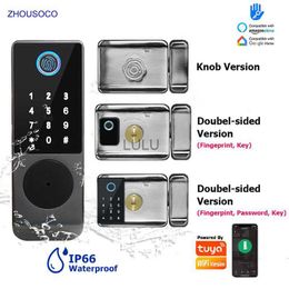 Door Locks Outdoor Waterproof Ttlock Or Tuya Wifi Smart Lock Double-sided Fingerprint Lock IC Card Digital Keypad Home Electronic Door Lock HKD230902