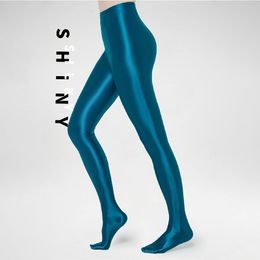 Sexy Socks Glossy Satin Opaque Tights Leggings Silk Smooth Glitter Stockings Japanese High Waist Plus Size Club Party Pantyhose 230901