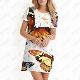 Casual Dresses Fashion Women's Loose Large A-line Dress Summer Sun Short Sleeve O-Neck Animal Cute 3D Print Miniskirt