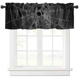 Curtain Halloween Cobweb White Black Short Curtains Kitchen Cafe Wine Cabinet Door Window Small Home Decor Drapes