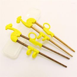 Chopsticks 1 Pair Wooden Beginner Baby Tab Learning Training Kids Helper Portable Kitchen Tools