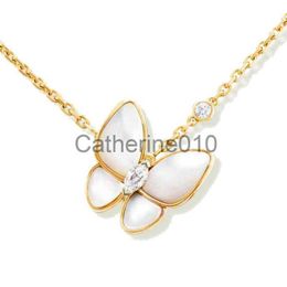 Pendant Necklaces Luxury necklace Designer Jewellery Two butterfly Pendant Necklaces for women rose gold diamond Red Bule White Shell stainless steel pla J230902