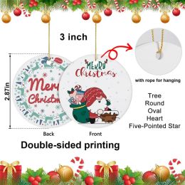 Holiday Luxury Sublimatable Outdoor Indoor Hanging Home Decoration Blanks Sublimation Christmas Ceramic Ornaments Wholesale 0902