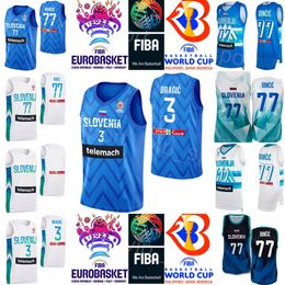 Print Basketball World Cup 2023 Slovenia 10 Mike TOBEY Jersey 6 Aleksej NIKOLIC 7 Klemen PREPELIC Luka Doncic 77 32 BINE PREPELIC 30 ZORAN DRAGIC Navy Blue White