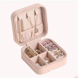 Packing Boxes Wholesale Portable Jewellery Organiser Display Travel Jewellery Case Pu Leather Storage Cases Earring Holder Drop Delivery Dhk7M