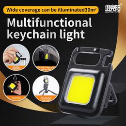 Torches COB Keychain Flashlight Rechargeable Multifunctional Outdoor Camping Light with Bottle opener Household Emergency LED Torch HKD230902