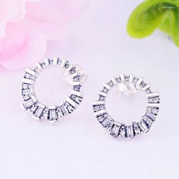 Stud Earrings 925 Silver Round Circle Filled Zirconia Crystal Stone Earring Brinco Pendientes Gift To Girlfriend 2023 Wholesale