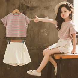 Clothing Sets Teen Girls Summer Fashion Korean Style Top And Shorts Little Princess Suit 4 5 6 7 8 9 10 11 12 Years Kids Clothes