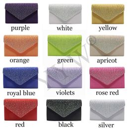 Evening Bags 14 Color Women Wedding Clutch Luxury Handbag Designer Envelope Purse Female Yellow Party Prom Bag 230901