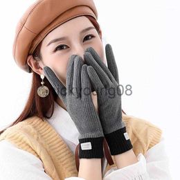 Five Fingers Gloves Five Fingers Gloves Touch Screen Winter Women Windproof Internal Plush Warm Lady Mittens Skin-friendly Soft Female Fashion x0902