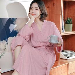 Women's Sleepwear Women Pink Robes Home Clothing Long Sleeves Bathrobe Soft Loungewear