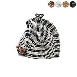 Evening Bags Animal designer bag women evening party diamond luxury horse head crystal purses bridal wedding clutches 230901