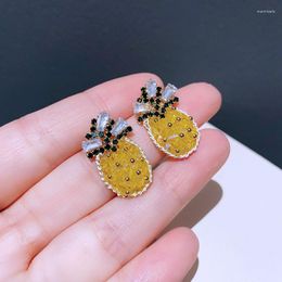 Stud Earrings MIGGA Austrian Crystal Fruit Pineapple For Women Original Design Luxury Party Jewelry