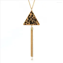 Pendant Necklaces Simple Style Light Yellow Gold Colour Alloy Multi Geometric Shape Link Chain Necklace With Tassels Jewellery