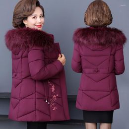 Women's Down Plus Size 5XL Middle Aged Women Cotton Jacket 2023 Woemn Winter Coat Fur Collar Hooded Parkas Outerwea