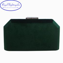 Evening Bags Dark Green Velvet Hard Case Box Clutch and Purses Handbags with Shoulder Chain for Ball Party Prom 230901