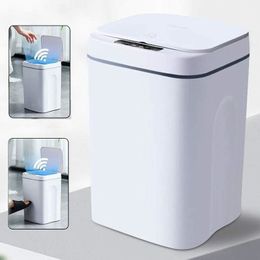 Waste Bins Smart Induction Trash Can Automatic Intelligent Sensor Dustbin Electric Touch Bin for Kitchen Bathroom Bedroom Garbage 230901