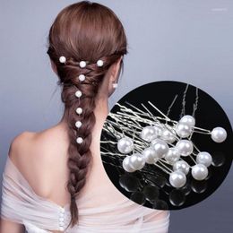 Hair Clips 10Pcs Bridal Pan U-shaped Clip Jewelry Flower Small Hairpin Headwear Elegant Wedding Women