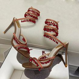 Schwarze Kristall-Kronleuchter-Sandalen mit hohen Absätzen, 95 mm, Luxus-Diamant-Serpentin umwickelt, römische High Heels, Strass, Silber, Designer-Bankett-Kleiderschuhe, 35–43