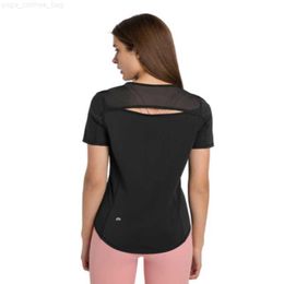 LL yoga Lu's new women's yoga wear short-sleeved fitness sports quick-drying yarn-breathable stretch T-shirt top gym wear gym wear