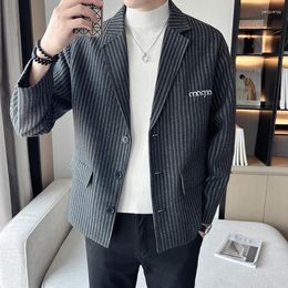 Men's Suits Winter Fashion Casual Men Blazer Korea Style Suit Masculino Male Striple Jacket Blazers Clothing