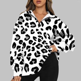 Women's Hoodies Leopard Print Hoodless Sweatshirt Oversized Sweatshirts Pullover Sweater Harajuku Women Loose Sudadera Dailywear