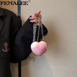 Evening Bags Luxury Peach Heart Clutch Earphone Keys Purse Mini Love Hearted Handbags Shoulder Wedding Dinner Bag Wallet Accessories 230901
