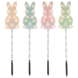 Decorative Objects Figurines Northlight 28 5" Plastic and Glass Garden Stakes 4 Pieces Each Bunny Shaped Ground Stake Contains 15 Clear Lights 230901