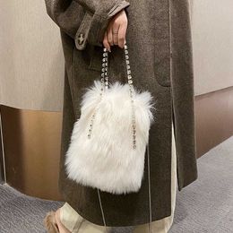 2023 Women Luxury Faux Fur Handbag Designer Fashion Plush Chain Shoulder Bag Sweet Lovely Girls Crossbody Bag Ladies Evening Bags